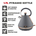 Cordless Pyramid Kettle - Tower T10044RGG Cavaletto 3Kw 1.7L Grey & Rose Gold