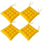 4 st Mjuka Stolsdynor, Stolsdynor med Band, Stolsdynor Matrum för Trädgård Uteplats Kök Matrum (40x40cm) F Gul yellow