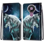 SEEYA Wallet Case for Nokia 3.4, Magnetic Flip Leather Case Folio Cover with Card Holders Cell Phone Purse Women Bookstyle Holster for Nokia 3.4 Wolf