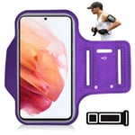 Galaxy S22 5G/S22 Plus 5G/S22 Ultra 5G/S21 FE 5G/S21 5G/A52s 5G Armband Case Music Player Armband Water Sweat-Free Housework Sports Walking Running Jogging Workouts For Samsung Galaxy S21 5G (PUEPLE)