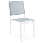 AUCUNE Lot de 4 chaises empilables - Aluminium et Textilene Blanc gris