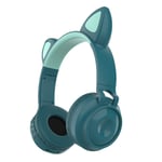 Huikanga Cat Ear Bluetooth Headset Headset Wireless Luminescence Cute Cat Ear LED Breathing Light (Color : Green)