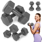Hex hantlar set 2x2 kg, träningsvikter, konditionsbelastning, grå, ModernHome