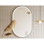 OZAIA Miroir de salle de bain lumineux ovale anti buée avec contour noir - 50 x 80 cm - ALARICO