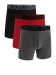 UNDER ARMOUR 3 Pack Men's 6 Inch Performance Cotton Solid Boxers - Black/Red/Grey, Black, Size Xl, Men