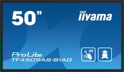 iiyama TF5039AS-B1AG skyltställ Platt skärm för digital skyltning 125,7 cm (49.5") LED 500 cd/m² 4K Ultra HD Svart Pekskärm Inbyggd processor Android 24/7