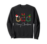 Christmas Horseshoe Shirt Leopard Plaid Santa Hat Horse Xmas Sweatshirt