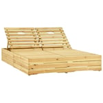 Helloshop26 - Transat chaise longue bain de soleil lit de jardin terrasse meuble d'extérieur double 198 x 135 x (30-75) cm bois de pin imprégné de