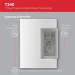 Honeywell Home T140 Thermostat câblé programmable sur 7 jours,Blanc