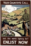W77 Vintage WWI Fight For Your Country's Call British Join Enlist In The Army World War 1 Recruitment Poster WW1 Re-Print - A3 (432 x 305mm) 16.5" x 11.7"