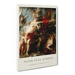 Consequences Of War By Peter Paul Rubens Exhibition Museum Painting Canvas Wall Art Print Ready to Hang, Framed Picture for Living Room Bedroom Home Office Décor, 20x14 Inch (50x35 cm)