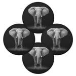 QMIN Round Placemats Set of 4, Black African Animal Elephant Place Mats Heat Resistant Non-slip, Washable Table Mats for Dinning Table Kitchen Home Decoration
