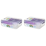 Sistema Bento Box To Go Lunch Box With Yoghurt/Fruit Pot 1.65 L Bpa-Free Recyclable With Terracycle Misty Purple (Pack of 2)