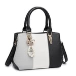 Miss Lulu Handbags for Women, Tri Colour Block Top Handle Bag, Shoulder Bag (Black)