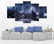 TOPRUN Hogwarts Harry Potter Movie 5 pieces wall art canvas for living room Home Wall Decoration 5 panel canvas picture for bedroom Background art Decor xxl 150x80CM Framework
