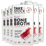 Beef Bone Broth by Take Stock | Grass-Fed, Non-GMO, Hormone-Free | High Collagen and Protein | Low Calorie and Fat | Keto, Paleo, Intermittent Fasting | Free from Gluten, Dairy, Yeast | 6 x 500ml