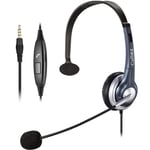 Computer Headset with Microphone for Cell Phone PC Laptop Tablet, 3.5mm Mobile Phone Headphone for iPhone Samsung Skype Webinar Softphone Call Center Office Business