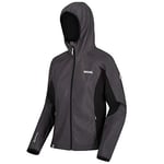 Regatta Women Arec II' Water Repellent Wind Resistant Hooded Stretch Jacket Soft Shell - Black Marl, Size 18