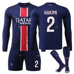Paris Saint-Germain Barn Hemmaställ 2024-2025 Höst & Vinter Nr 2 strumpor 28 HAKIMI No 7 socks 28
