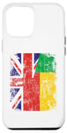 Coque pour iPhone 14 Plus Demi drapeaux britanniques béninois | Bénin UK vieilli vintage