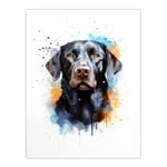 Black Labrador Retriever Lovers Gift Watercolour Pet Portrait Painting Artwork Unframed Wall Art Print Poster Home Decor Premium