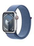 Apple Watch Series 9 (Gps + Cellular), 41Mm Silver Aluminium Case With Winter Blue Sport Loop