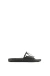 Emporio Armani Bold Eagle Logo Slides Sandal, Black+White, 44