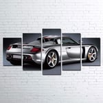 hgjfg 5 Pieces Modern Framed Canvas Wall Art Paintings For Living Room Decor 5 Panel Wall Art Canvas Silver Porsche Carrera GT Picture Home Decor poster xxl Stretched By Wooden Frame Ready To Hang