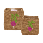 RICE Rice raffia förvaringskorg 2 delar Radish Embroidery-Tea