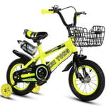 HUO FEI NIAO Freestyle Boy’s Girl’s Kids Children Child Bike Bicycle 3 Colours, 12 Inch Baby Bike For Men And Women，with Stabilisers, Water Bottle And Back Seat (Color : Kettle Yellow)