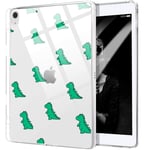 MAYCARI Case Clear for iPad 8th Generation 10.2" 2020/iPad 7th Generation 10.2" 2019 with Pencil Holder, Cute Dinosaur Transparent Shockproof Soft TPU Pad Cover with Bumper Protective
