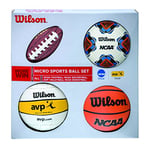 Wilson Lot de ballons, Basketball, volleyball, football américain et football, Pour Enfants, MICRO SPORTS 4BALL KIT, Multicolore, X0544