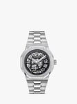 Rotary GB05415/04 Men's Regent Automatic Skeleton Date Bracelet Strap Watch, Silver