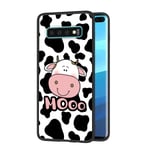ZhuoFan for Samsung Galaxy S10 Plus Case, Phone Case Silicone Black with Pattern Ultra Slim Shockproof Soft Gel TPU Back Cover Bumper Skin for Samsung S10 Plus Smartphone 6.4 inch (Cow)