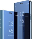 Huawei Y7 2018 Miroir Housse Coque Etui À Rabat, Mirror Smart View Standing 360° Protecteur Etui Coque Pour Huawei Y7 2018/Honor 7c. Flip Mirror: Blue