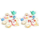 Casdon 36-Piece Tea Set. Colourful Toy Playset with Teapot, Milk Jug, Cups and Saucers, Cake, and More. Suitable for Preschool Toys. Playset for Children Aged 3+ (Pack of 2)