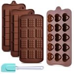 4Pcs Silicone Chocolate Bar Molds Ninonly Non-Stick Reusable DIY Chocolate Bar and Protein Molds for Ice Cube Tray Candy Chocolate 3 Baking Kitchen Mold