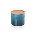 Le Creuset Stoneware Storage Jar with Wooden Lid, Stoneware, 1.1 ml, 1 4cm, Deep Teal, 91044403642099