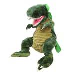 Fashion Förälder-Barn 3D Dinosaurie Ryggsäck Söt Djur Cartoon Plysch Ryggsäck Dinosaurier Väska för Barn Barn Gåvor Green