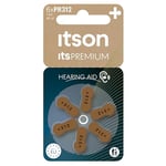 ITSON, PR312 Piles Zinc-air, Paquet de 6, idéales pour Les appareils auditifs Intra-Auriculaires et Supra-Auriculaires, Emballage sans Plastique, PR312(41) IT/6RM
