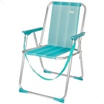 AKTIVE Beach Mediterráneo - Chaise Pliante Haute avec Poignée. Chaise de Plage avec Accoudoirs, Chaise Longue Jardin ou Chaise de Camping, Bleu Turquoise