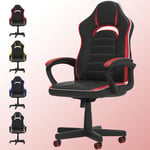 DEVOKO Gaming Chair Office Ergonomic Height Adjustable Home with Universal Wheels,Red - Red