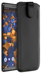mumbi Étui en Cuir véritable Compatible avec Sony Xperia XZ3 Case Wallet en Cuir, Noir