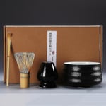 4st/ set Traditionell Matcha set Bambu Keramik Matcha skål med visp 6