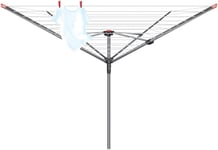 Vileda 4 Arm Rotary Dryer, Outdoor Clothes Airer with 45m washing Line, Silver