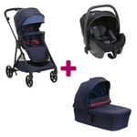 Chicco Pack poussette trio Seety Oxford blue + coque Kory plus air black nacelle oxford