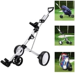XINTONGSPP Golf Cart, Maximum Load 50KG/Adjustable Angle, Foot Brake, Three-Wheeled Light Weight Golf Cart with Water Bottle Holder (Only Golf Cart)