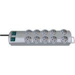brennenstuhl Extension socket Primera-Line 10-Vei 2.00 m Sølv - Beskyttende Kontakt TYPE F