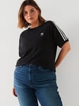 Adidas Originals Womens Plus Size 3 Stripe Tee - Black