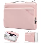 TiMOVO 13.3 Inch Laptop Sleeve Case with Handle Compatible with Galaxy Tab S8+ 12.4", iPad Pro 12.9 2020/2021, MacBook Air 13" /Pro 13", Surface Pro X/7/6/5/4/3, Protective Bag with Pocket,Pink